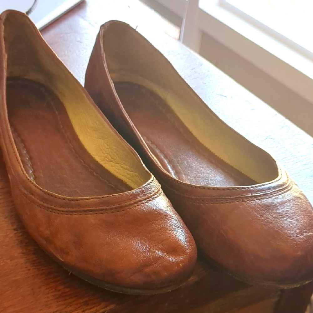 Frye Women's Brown Leather Ballet Flats